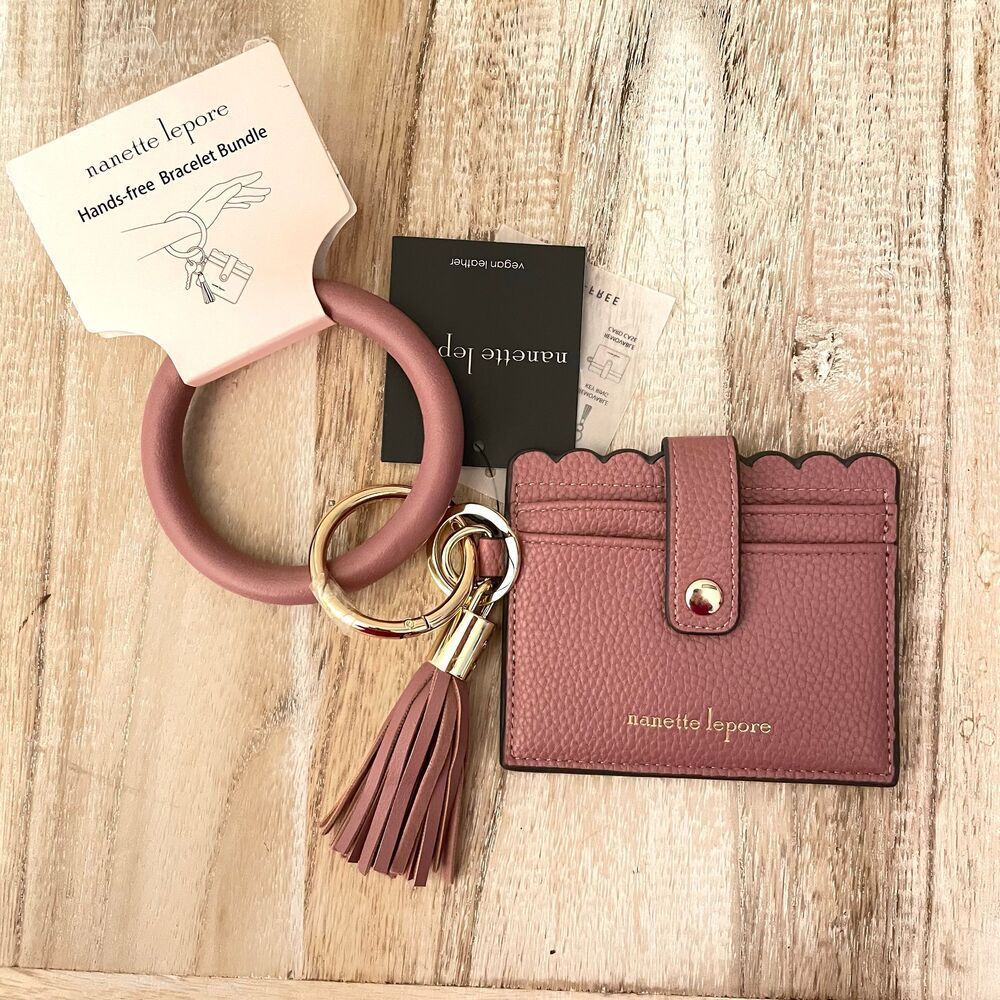 Nanette Lepore Mauve Pink Card Holder and Bracelet Bundle